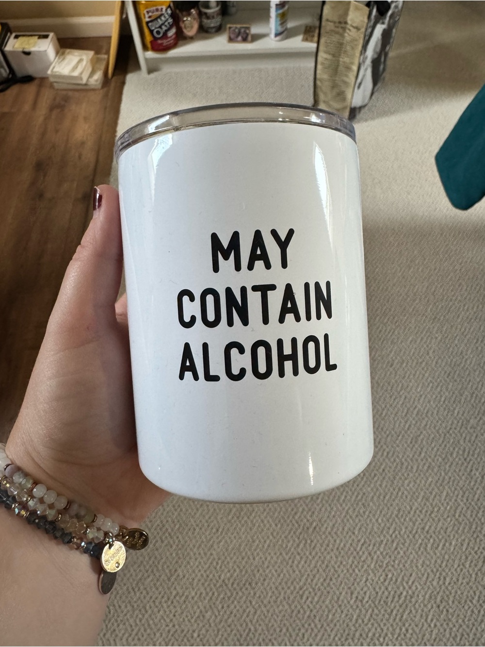 "May Contain Alcohol" White Insulated Tumbler - No Brand